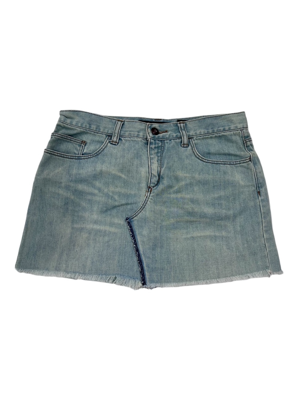 Express • Women’s Light Blue Denim Frayed Hem Mini Skirt Size 3/4 NWOT